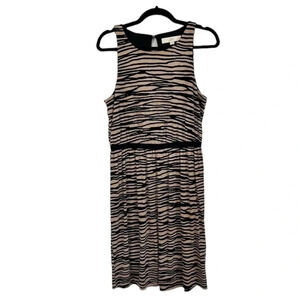 Ann Taylor LOFT Women’s Zebra Tan & Black Midi Sleeveless Dress Size M GUC